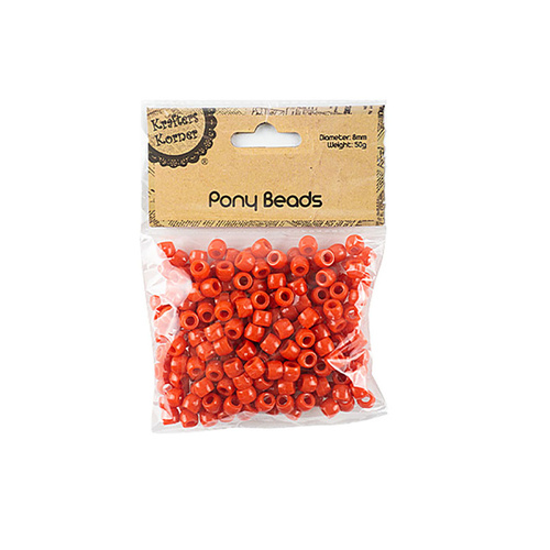 Pony Beads 50gm Red KK